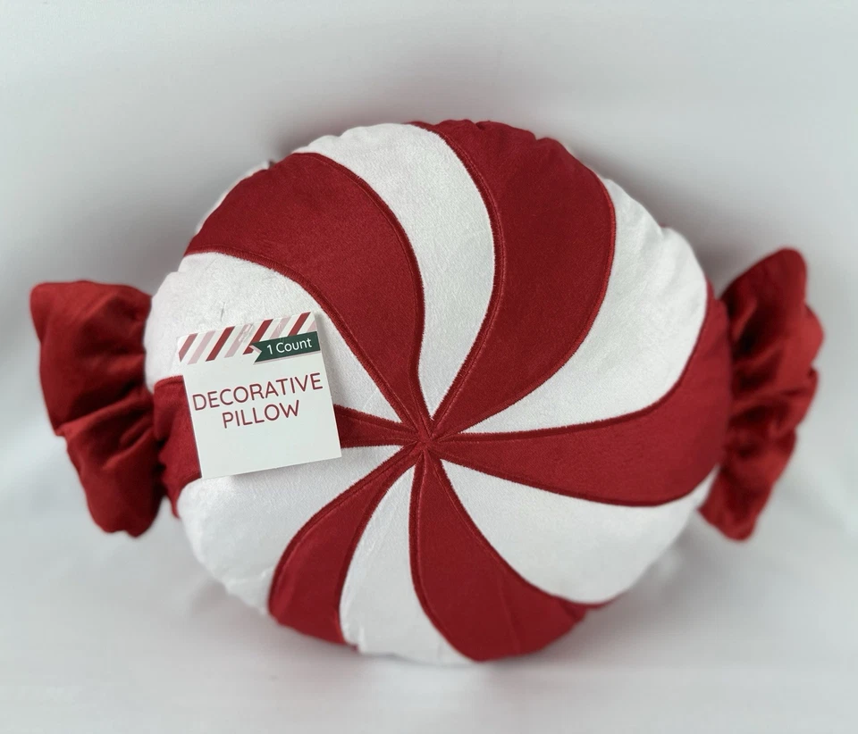 Holiday Christmas Pepperment 糖果装饰枕头 11 X16 X3.5(4 件套) — 第 2/3 张图片