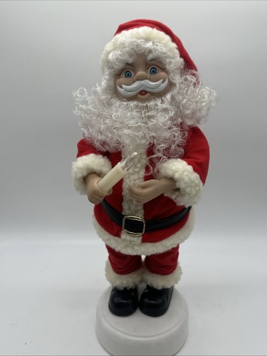 Babbo Natale animato musicale vintage 1993 con candela accesa decorazione da tavolo 15" con scatola - Foto 2 di 16
