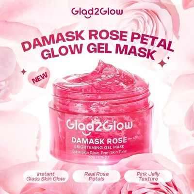Glad2Glow Damask Rose Jelly Mask 50g Hydrating Soothing Brightening Face Mask