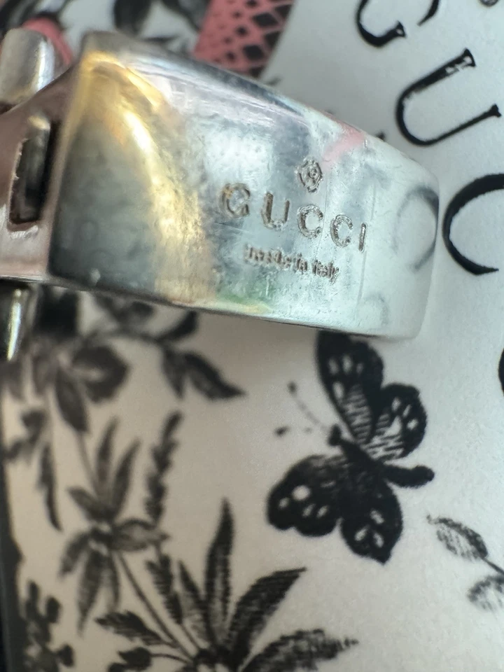 GUCCI: Sterling Silver, "GG" Link Logo Bracelet #1187 - Image 3 of 4