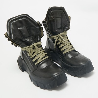 Rick Owens Black Leather Tractor Dunk Boots Size 41 | eBay