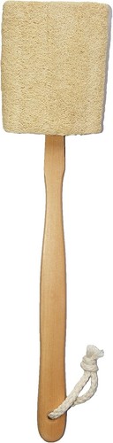 Natural Exfoliating Loofah luffa loofa Bath Brush On a Stick - with Off White