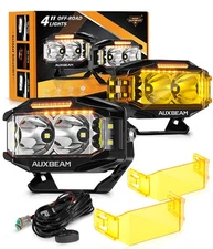 AUXBEAM 4"inch 72W Side Shooter LED Work Pods Lights with Amber DRL Driving Lamp