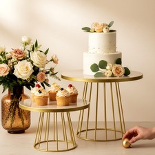 Cake Stand Set of 2 – Round Metal Dessert Display Stands, Vintage Cupcake Holder