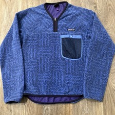 Vintage Patagonia Capilene 90s Blue Aztec Kayak Fleece Pullover Small