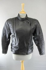 CLASSIC BLACK DYNAMIC LEATHERS BIKER JACKET SIZE 12