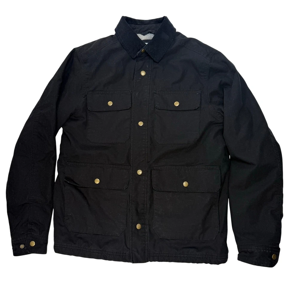 Old Navy Black Plaid Lined Jacket Corduroy Collar Men’s Small FREE SHIPPING - Image 2 of 4