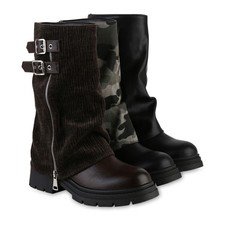 Damen Leicht Gefüttert Bikerstiefel Stiefel Zipper Schnalle 841799 Schuhe 