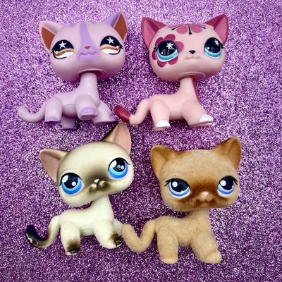 Hasbro LPS Littlest Pet Shop Lot 4 Shorthair Cats Flocked G7 #5 #318 #933 #270