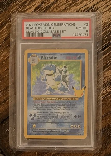 POKEMON 2021 Celebrations BLASTOISE Holo Classic Coll Base Set #2 PSA 8 RARE