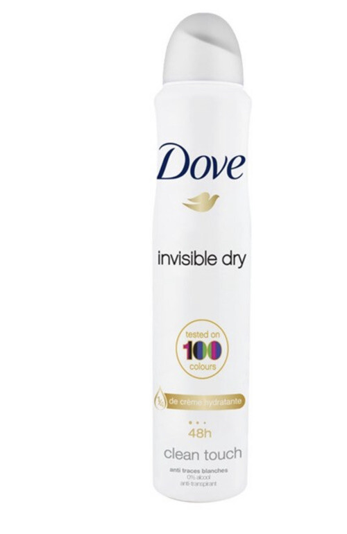 Déodorant Dove spray 200ml anti traces blanches lot de 4 atomiseurs pour femme et homme