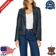 100% Women's Genuine Soft Lambskin Leather Jacket Moto Biker Jacket Slimfit New