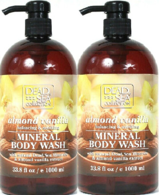 2 Bottle Dead Sea Collection 33.8 Oz Almond Vanilla Soothing Mineral Body Wash