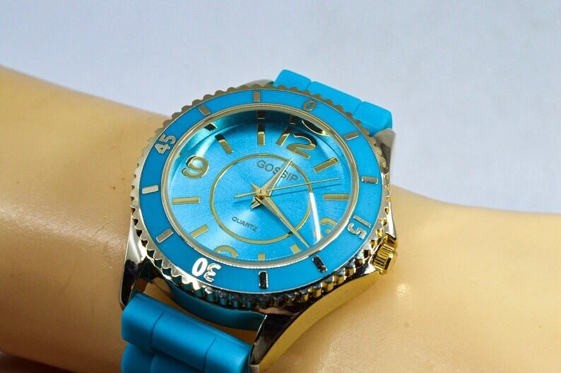 NWOT Gossip PC21 Blue Band Jelly Stainless Steel Wrist Watch eBay