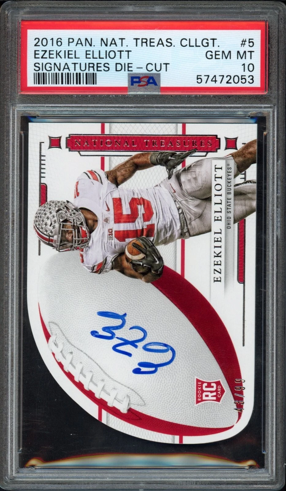 Ezekiel Elliott Panini National Treasures Collegiate Signatures Die-Cut #5 Base