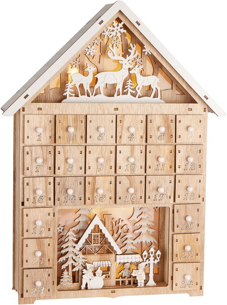 Adventskalender Holz Haus Led Beleuchtung Weihnachtskalender Zum BefüLlen-image