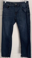 T K Axel men’s Straight boot cut dark wash denim jeans, W34XL32, Whiskered Front