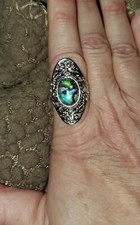 Size 9. NWT. Silver And Blue Abalone Ring.