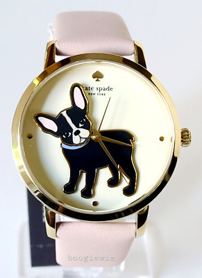 KATE SPADE METRO FRENCH BULLDOG, GOLD TONE CHAMPAGNE FACE  WATCH, KSW1345 NIB