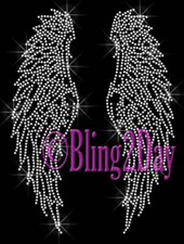 ANGEL WINGS RHINESTONE IRON ON TRANSFERS HOT FIX BLING