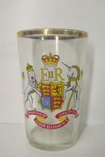 VINTAGE QEII QUEEN ELIZABETH 1953 CORONATION GLASS CUP COAT OF ARMS CREST