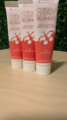 3X Rimmel London Stay Blushed Liquid Cheek Tint, Pop Of Pink 001