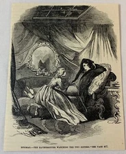 1876 magazine engraving~ WOMAN SITTING OVER MAN'S LAP