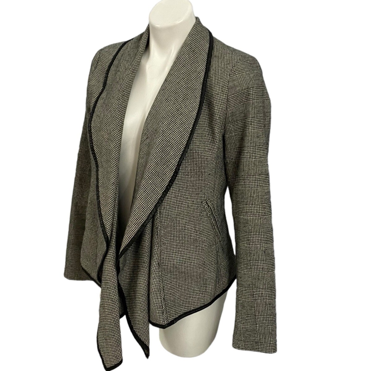 ポケット Forever 21 XXI Blazer Womens XS Wool Houndstooth Waterfall Work