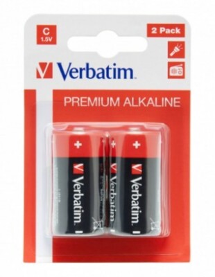 CONF. 2PCS VERBATIM PREMIUM 1.5V C HALF FLASHLIGHT BATTERIES (A/N 49922) New