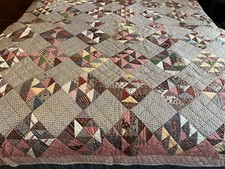 Antique Quilt Hand-stitched Civil War Pink Brown Green Incredible