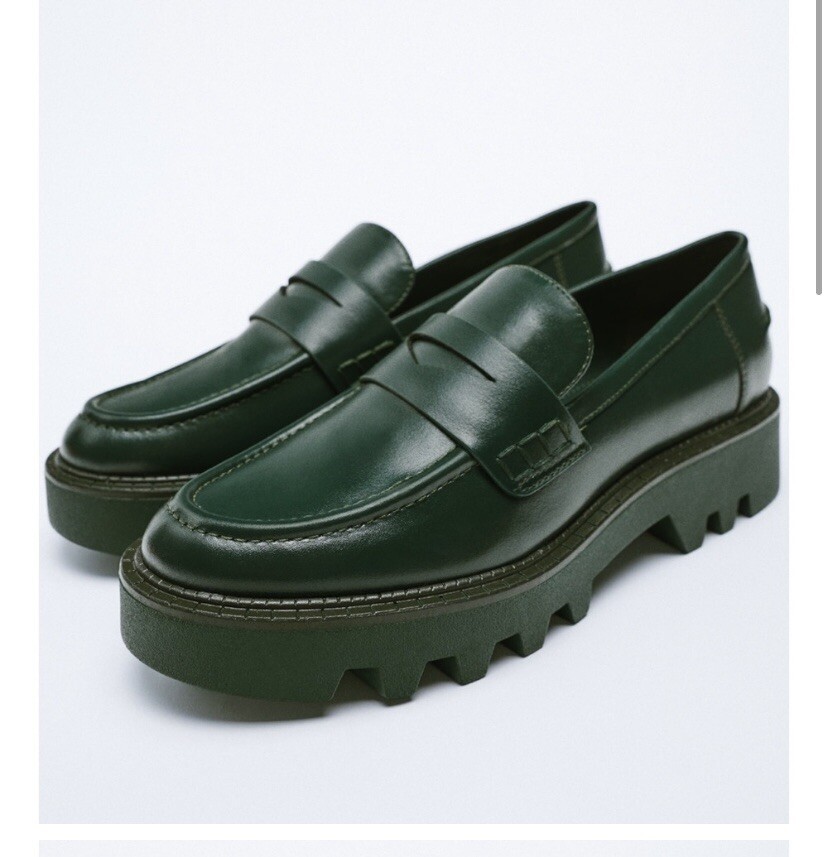 ZARA TREADED SOLE LOAFERS GREEN SIZE USA 9 | eBay
