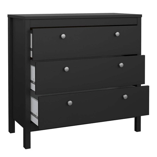 Madrid Chest 3 Drawers in Matt Black - Picture 5 of 13
