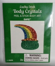 GANZ Lucky Irish Body Crystals Peel  Stick Body Art - Pot of Gold Rainbow 2"