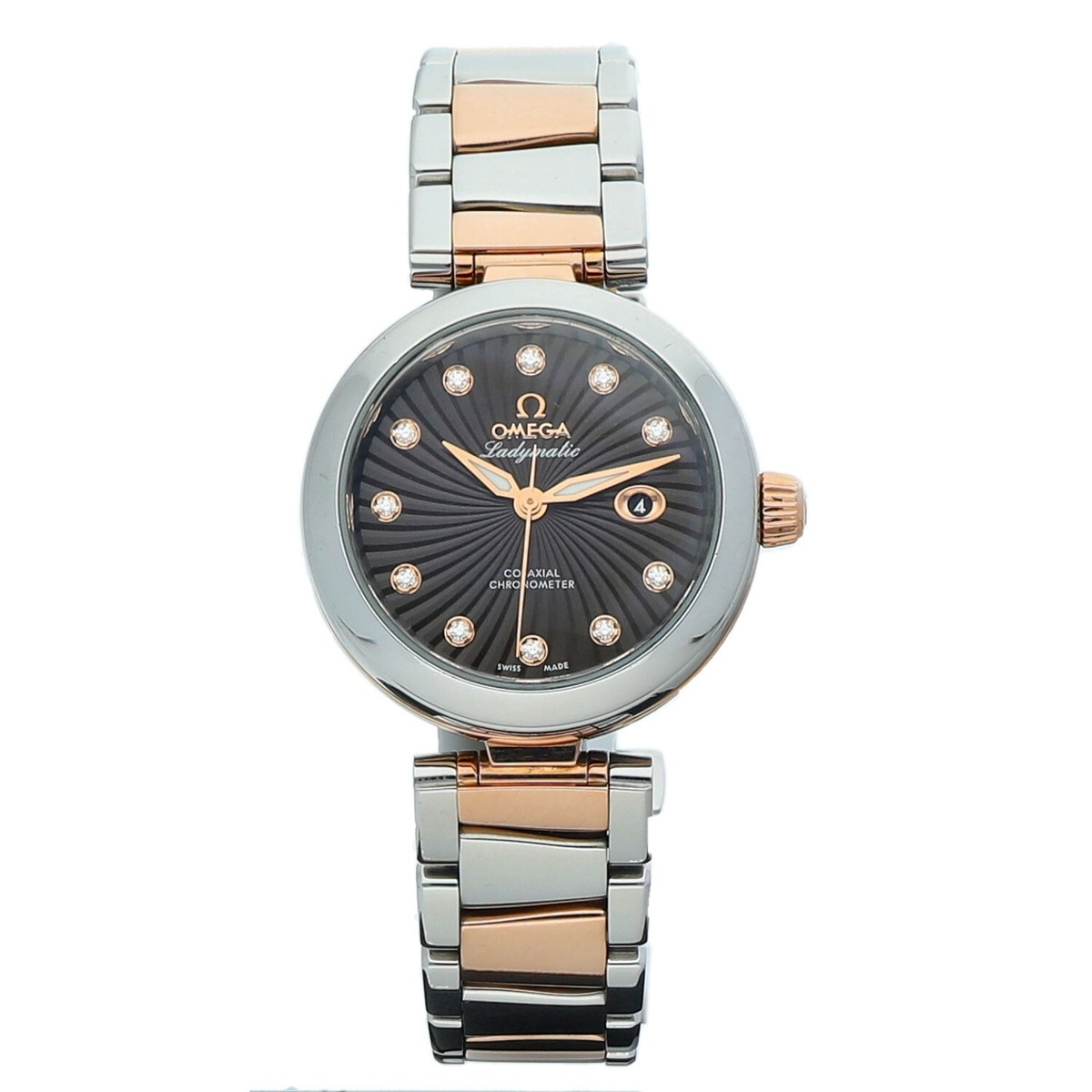 Omega De Ville Ladymatic 34 18k Rose Gold/Steel Brown Diamond Dial