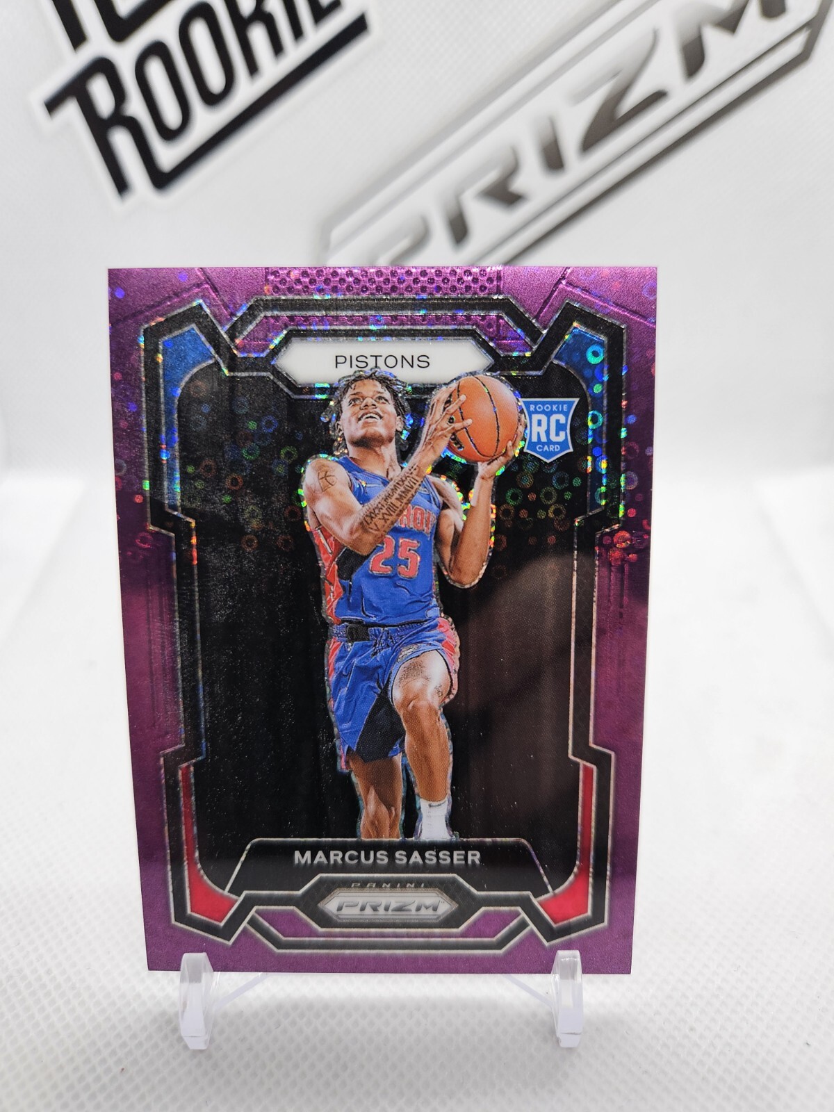 Marcus Sasser 2023-24 Prizm #174 Rookie RC Purple Disco Prizm SSP /75 Pistons
