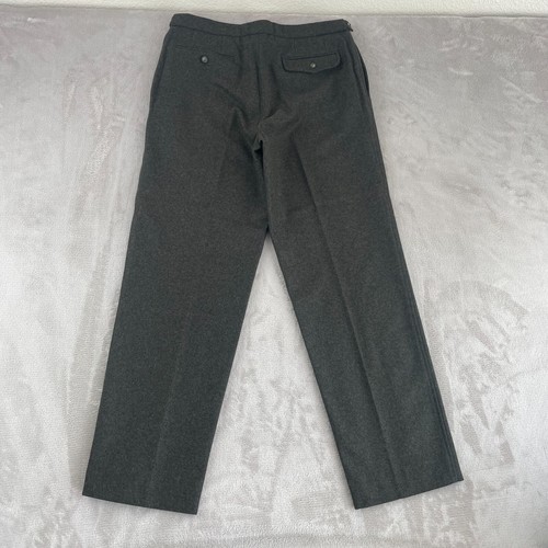 Claiborne Trousers Men 34Rx31 Green Wool Tweed Cinch Waist Straight Leg Italy - Picture 6 of 11