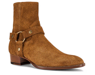 Handmade Jodhpurs Ankle Harness Boot Men Brown Suede Leather formal strap boots