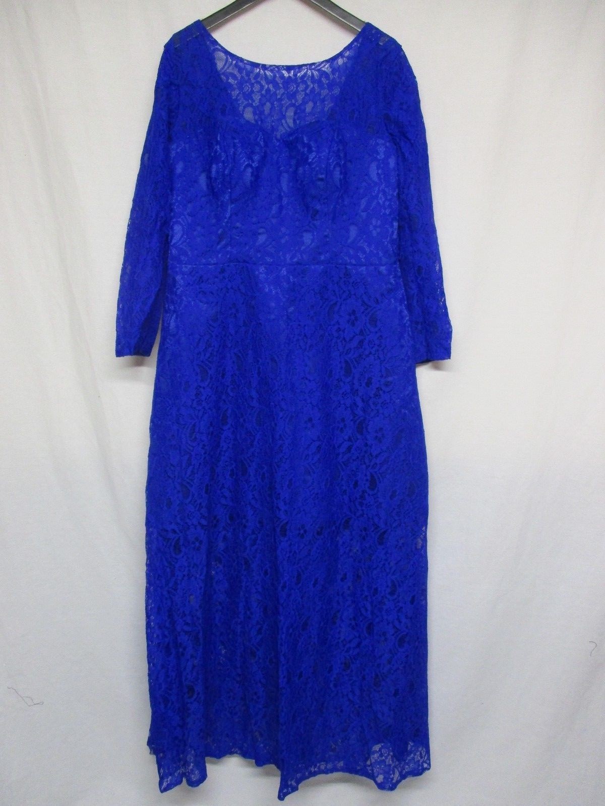 Plus Size Women 3/4 Sleeve Blue Lace Cocktail Evening Prom Gown Dress    +P-3