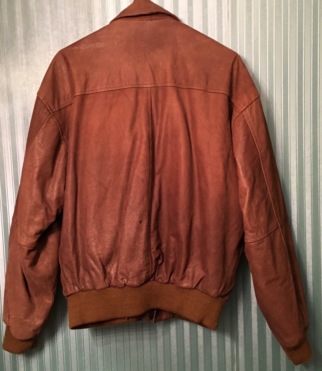 First Genuine Leather Brown Motorcycle Jacket Size Medium Vintage