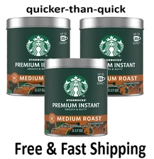 Starbucks, Instant Coffee, Premium Medium Roast, 3.17 oz 3 Pack