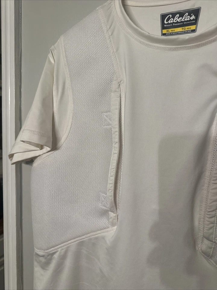Cabela's Men's Size XL White Tactical Concealed Carry Holster Shirt Short Sleeve - Image 3 of 4