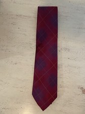 Paul Stuart Made in USA Plaid Woven Silk Tie in Burgundy (Multi) $195