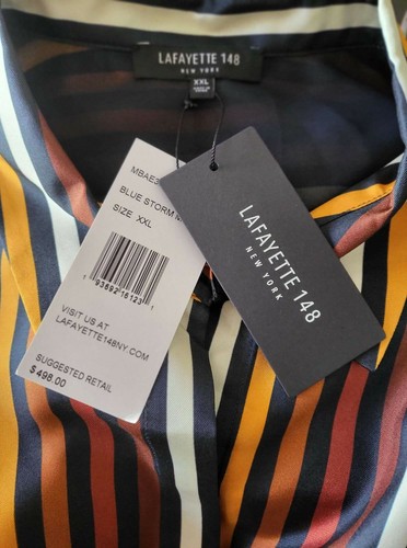 LAFAYETTE 148 NEW YORK Silk Scottie Stripe Blouse (size XXL) - Picture 7 of 8