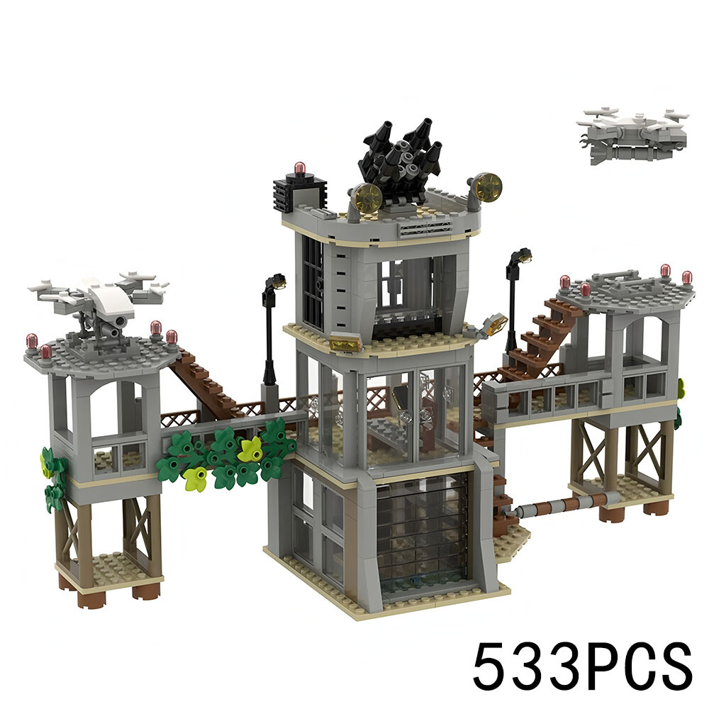 MOC Military Building Block Bricks Battlefield Ruins Scene Model