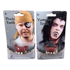 Halloween 2 Pack Pirate and Vampire Teeth Count Dracula Costume Accessory Fake