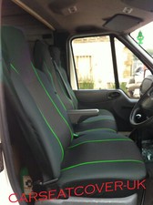 FORD TRANSIT MK7 (2006-13) - BLACK/GREEN TRIM CREW CAB VAN SEAT COVERS -6 SEATER
