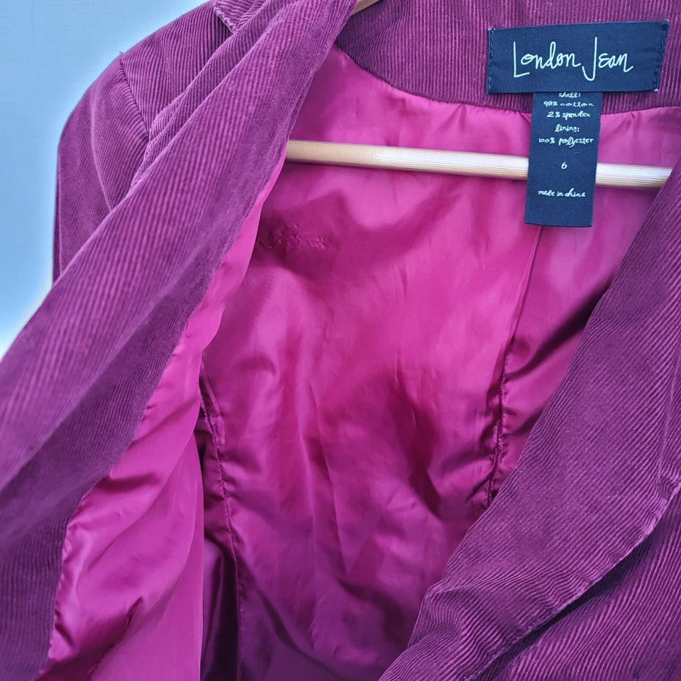 Chaqueta Blazer London Jean Granate Pana Elástica Talla 6 Foto 4 de 4