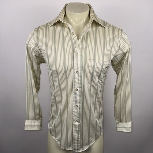 Vintage 70s Disco Shirt Mens Qiana Nylon Dupont Saturday Night Fever 15.5 32 33 - Picture 3 of 16
