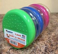 Arrow Home Products 14006 Pack-A-Snack Assorted 10 oz. Flip-Top Containers 3 Pk