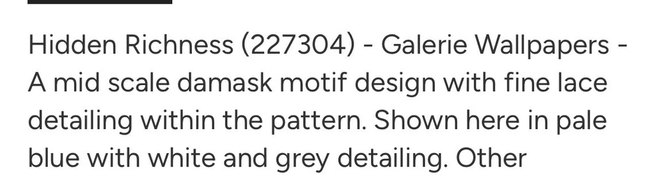 Grandeco Hidden Richness 227304 无纺乙烯基 10.05mx.53 平方米 蓝色 白色 灰色 全新 — 第 4/4 张图片